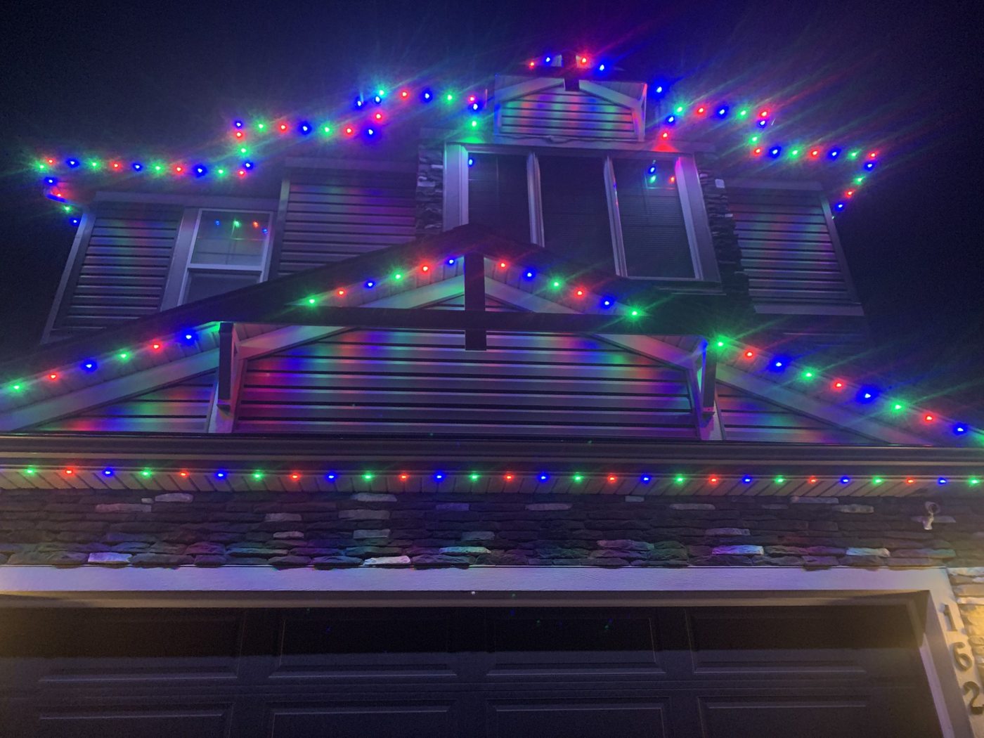 Modern facade with permanent LED lighting